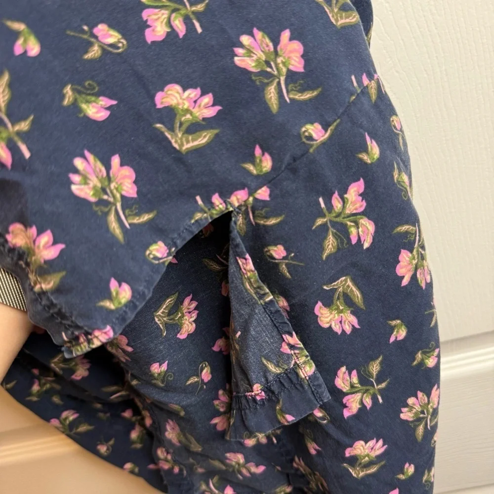 Patagonia W's June Lake Dress Navy with Pink Floral Pattern Size XS GUC - Picture 6 of 8